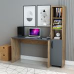 İzco Design Kitaplıklı Çalışma Masası - 120x90 - Atlantik Çam - Antrasit