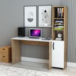 İzco Design Kitaplıklı Çalışma Masası - 120x90 - Atlantik Çam - Beyaz