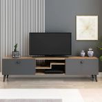 İzco Design Model Z Tv Ünitesi 150 cm Dekoratif Raflı Iki Kapaklı Tv Sehpası Çam Renk