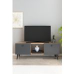 izcodesign 2 Kapaklı TV Ünitesi 120 cm – Antrasit Meşe TV Sehpası | Modern TV Konsolu | Televizyon Ünitesi