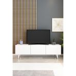 izcodesign Model Ice 150 cm TV Ünitesi – 3 Kapaklı Beyaz Modern TV Sehpası | Televizyon Konsolu