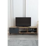 izcodesign Model Milano TV Ünitesi 150 cm Tek Kapaklı TV Sehpası | Meşe Antrasit TV Konsolu Televizyon Ünitesi