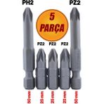 Izeltaş Matkap Ucu Seti Bits Uç Vidalama Aparatı Yıldız Uç (5 Parça)Ph-Pz - Standart - Gri