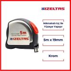 İzeltaş | Şerit Metre, Mıknatıslı Uç ile Yüzeye Yapışan Krom Metre, 5 m, 19 mm