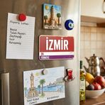 İzmir 35 Türkiye Retro Plaka Tasarımlı Dekoratif Buzdolabı Magneti, Hediyelik Hatıra Süvenir