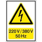 İzmir Serifgari 220V / 380V 50 Hz Galvaniz Uyarı Levhası 25 x 35 cm