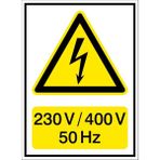 İzmir Serifgari 230V / 400V 50Hz Galvaniz Uyarı Levhası 17,5 x 25 cm
