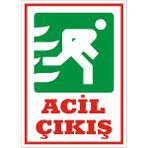 İzmir Serifgari Acil Çıkış (Sağ) Galvaniz Uyarı Levhası 25 x 35 cm
