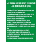 İzmir Serifgari Acil Durum Ekipleri Görev Talimatları Acil Durum Amirliği (Ada) 2.6 mm PVC Uyarı Levhası 17,5 x 25 cm