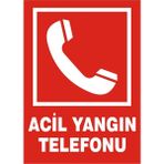 İzmir Serifgari Acil Yangın Telefonu 2.6 mm PVC Uyarı Levhası 17,5 x 25 cm