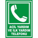 İzmir Serifgari Acil Yardım Ve İlk Yardım Telefonu Galvaniz Uyarı Levhası 25 x 35 cm