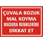 İzmir Serifgari Çuvala Bozuk Mal Koyma Masura Renklerine Dikkat Et (Kendinden Yapışkanlı Etiket) 25 x 35 cm