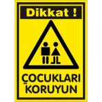 İzmir Serifgari Dikkat Çocukları Koruyun Galvaniz Uyarı Levhası 25 x 35 cm