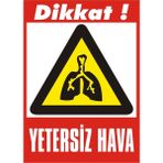İzmir Serifgari Dikkat Yetersiz Hava 2.6 mm PVC Uyarı Levhası 17,5 x 25 cm
