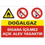 İzmir Serifgari Doğalgaz Sigara İçilmez Açık Alev Yasaktır Galvaniz Uyarı Levhası 35 x 50 cm