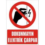İzmir Serifgari Dokunmayın Elektrik Çarpar Galvaniz Uyarı Levhası 17,5 x 25 cm
