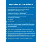 İzmir Serifgari Personel Hijyen Talimatı 2.6 mm PVC Uyarı Levhası 35 x 50 cm