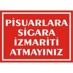 İzmir Serifgari Pisuarlara Sigara İzmariti Atmayınız Galvaniz Uyarı Levhası 17,5 x 25 cm