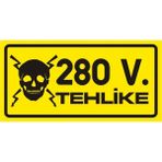 İzmir Serigrafi 280 V Tehlike Galvaniz Uyarı Levhası 17 x 35 cm