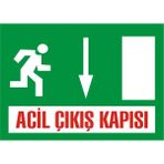 İzmir Serigrafi Acil Çıkış Kapısı (Aşağı) 2.6 mm PVC Uyarı Levhası 35 x 50 cm