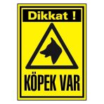 İzmir Serigrafi Dikkat Köpek Var Uyarı Levhası A4 Pvc Folyo Sticker 21x30 cm Köpek Uyarı Levhası