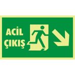 İzmir Serigrafi Fotolümen Acil Çıkış (Sağ Aşağı) 2.6 mm PVC Uyarı Levhası 15 x 30 cm