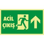 İzmir Serigrafi Fotolümen Acil Çıkış (Yukarı) 2.6 mm PVC Uyarı Levhası 15 x 30 cm