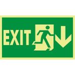 İzmir Serigrafi Fotolümen Exit (Sağ Aşağı) 2.6 mm PVC Uyarı Levhası 15 x 30 cm