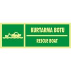 İzmir Serigrafi Fotolümen Kurtarma Botu / Rescue Boat 2.6 mm PVC Uyarı Levhası 10 x 30 cm