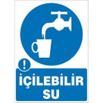 İzmir Serigrafi İçilebilir Su Galvaniz Uyarı Levhası 17,5 x 25 cm