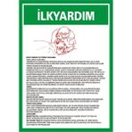 İzmir Serigrafi İlkyardım 1 Galvaniz Uyarı Levhası 17,5 x 25 cm