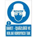 İzmir Serigrafi Modülkon Baret – Iş Gözlüğü ve Kulak Koruyucu Tak 25 x 35 cm 2.6 mm PVC Uyarı Levhası