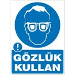 İzmir Serigrafi Modülkon Gözlük Kullan 25 x 35 cm 2.6 mm PVC Uyarı Levhası