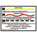 İzmir Serigrafi Sarı İkaz Anlamı Kırmızı İkaz Anlamı Radyoaktif Serpinti Tehlikesi 2.6 mm PVC Uyarı Levhası 17,5 x 25 cm