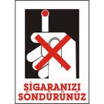 İzmir Serigrafi Sigaranızı Söndürünüz Galvaniz Uyarı Levhası 35 x 50 cm