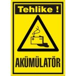 İzmir Serigrafi Tehlike Akümülatör Galvaniz Uyarı Levhası 17,5 x 25 cm