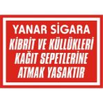 İzmir Serigrafi Yanar Sigara Kibrit ve Küllükleri Kağıt Sepetlerine Atmak Yasaktır (Kendinden Yapışkanlı Etiket) 17,5 x 25 cm
