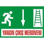İzmir Serigrafi Yangın Acil Çıkış Merdiveni Aşağı 2.6 mm PVC Uyarı Levhası 17,5 x 25 cm