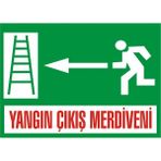 İzmir Serigrafi Yangın Çıkış Merdiveni sol Galvaniz Uyarı Levhası 17,5 x 25 cm
