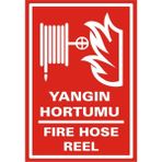 İzmir Serigrafi Yangın Hortumu Fire Hose Reel Galvaniz Uyarı Levhası 17,5 x 25 cm