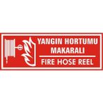 İzmir Serigrafi Yangın Hortumu Makaralı / Fire Hose Reel Galvaniz Uyarı Levhası 17 x 35 cm