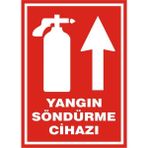 İzmir Serigrafi Yangın Söndürme Cihazı Yukarı Ok Galvaniz Uyarı Levhası 17,5 x 25 cm