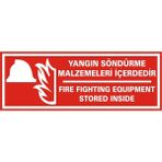 İzmir Serigrafi Yangın Söndürme Malzemeleri Içeridedir / Fire Fighting Equipment Galvaniz Uyarı Levhası 17 x 35 cm