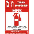 İzmir Serigrafi Yangın Söndürücüsü Köpük Tahta, Kağıt ve Tekstil ve Yanıcı Sıvı Yangınlarında Kullanınız 2.6 mm PVC Uyarı Levhası 25 x 35 cm