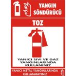 İzmir Serigrafi Yangın Söndürücüsü Toz Yanıcı Sıvı ve Gaz Yangınlarında Kullanınız Galvaniz Uyarı Levhası 35 x 50 cm