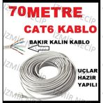 İzmirnecip 70 Metre Kalin Bakir Cat6 Internet Kablosu Ethernet Kablosu