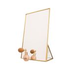 izmirteraryumkonsept Masaüstü Makyaj Ayna Dekoratif Iskandinav Tarz Makyaj Banyo Dekorasyon Pirinç Brass Gold 30x20cm