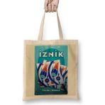 Iznik Çinileri Bez Çanta Uzun Saplı - Açık Bej - 40 X 40