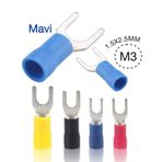 İzoleli Çatal Kablo Pabucu 1.5x2.5mm M3 Mavi 100 Adet
