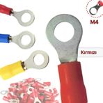 İzoleli Yuvarlak Kablo Pabucu Kırmızı M4 100 Adet